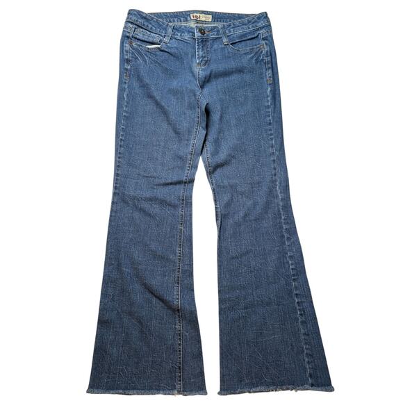 VTG 90s l.e.i. Chelsea Low Rise Bootcut Flair Raw Hem Jeans Y2K Grunge - Picture 2 of 8